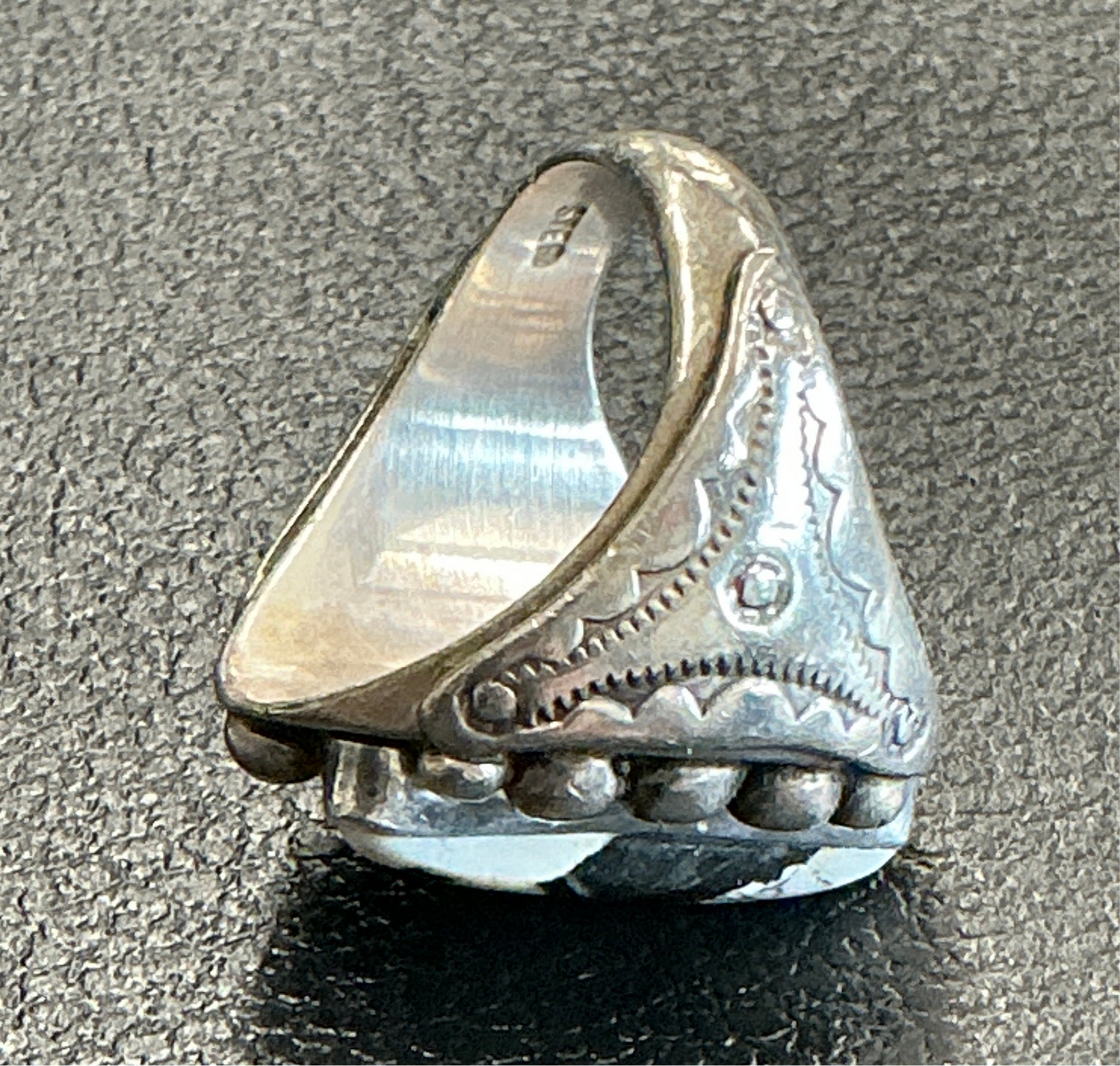 Vintage White Buffalo Sterling Navajo Men’s Ring Sz. 9 Signed CH
