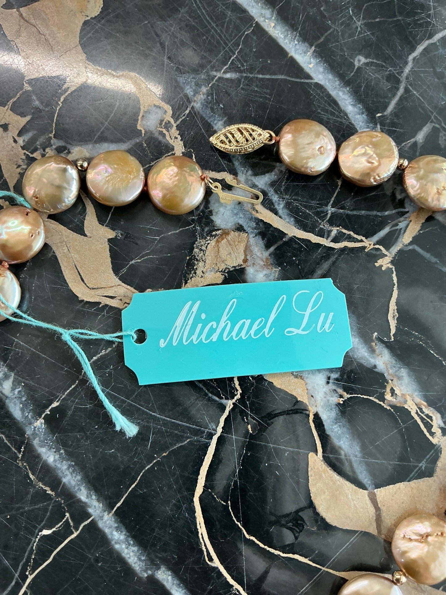 Coin Pearl Necklace with 14k Clasp
