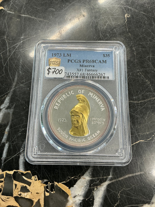 PR68CAM 1973 Republic of Minerva Coin