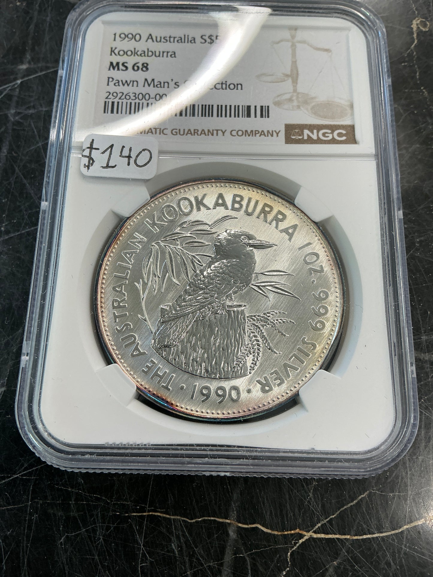 MS68 1990 Australia 1oz Silver Kookaburra