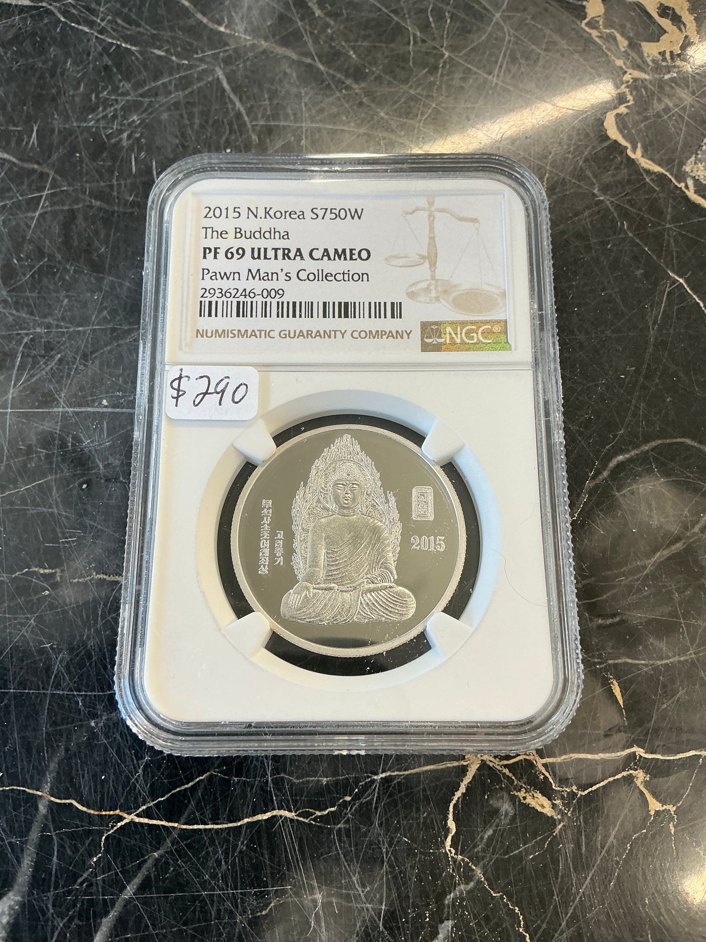 PF 69 Ultra Cameo 2015 N. Korea S750 Won The Buddha