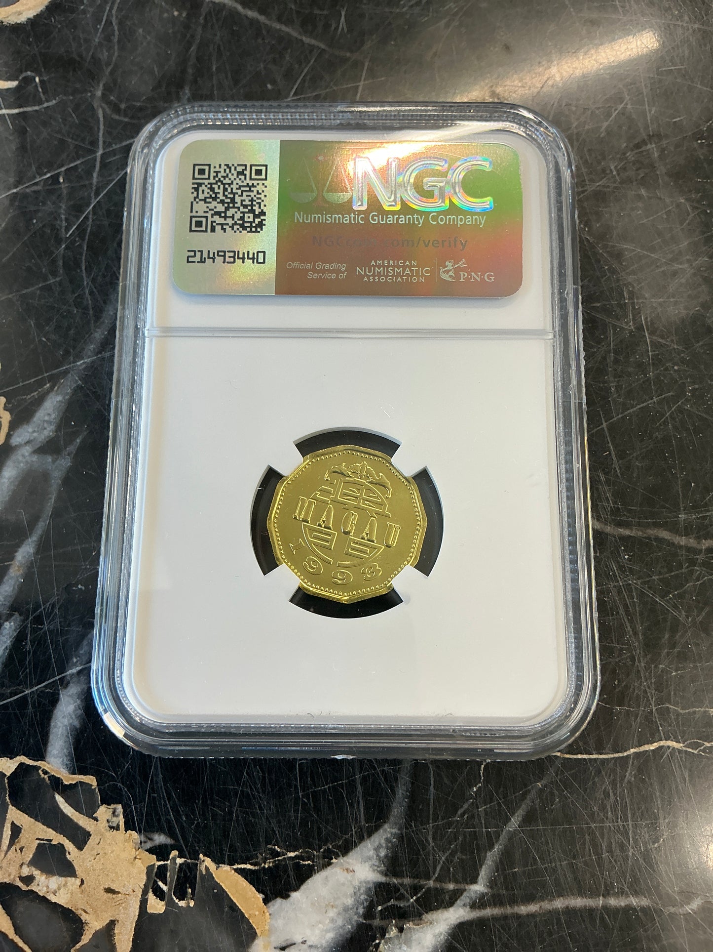 1993 Macau 20A PAWN MAN’S COLLECTION NGC MS64