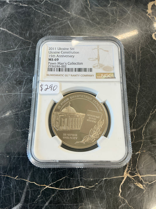 2011 Ukraine 5H Ukraine Constitution 15th Anniversary NGC MS69