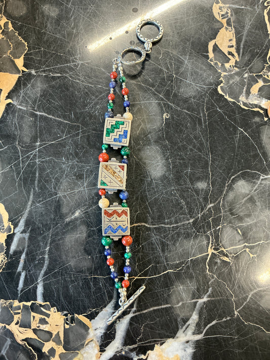 #SW1 17.5inch Southwest Style Sterling Silver Bracelet