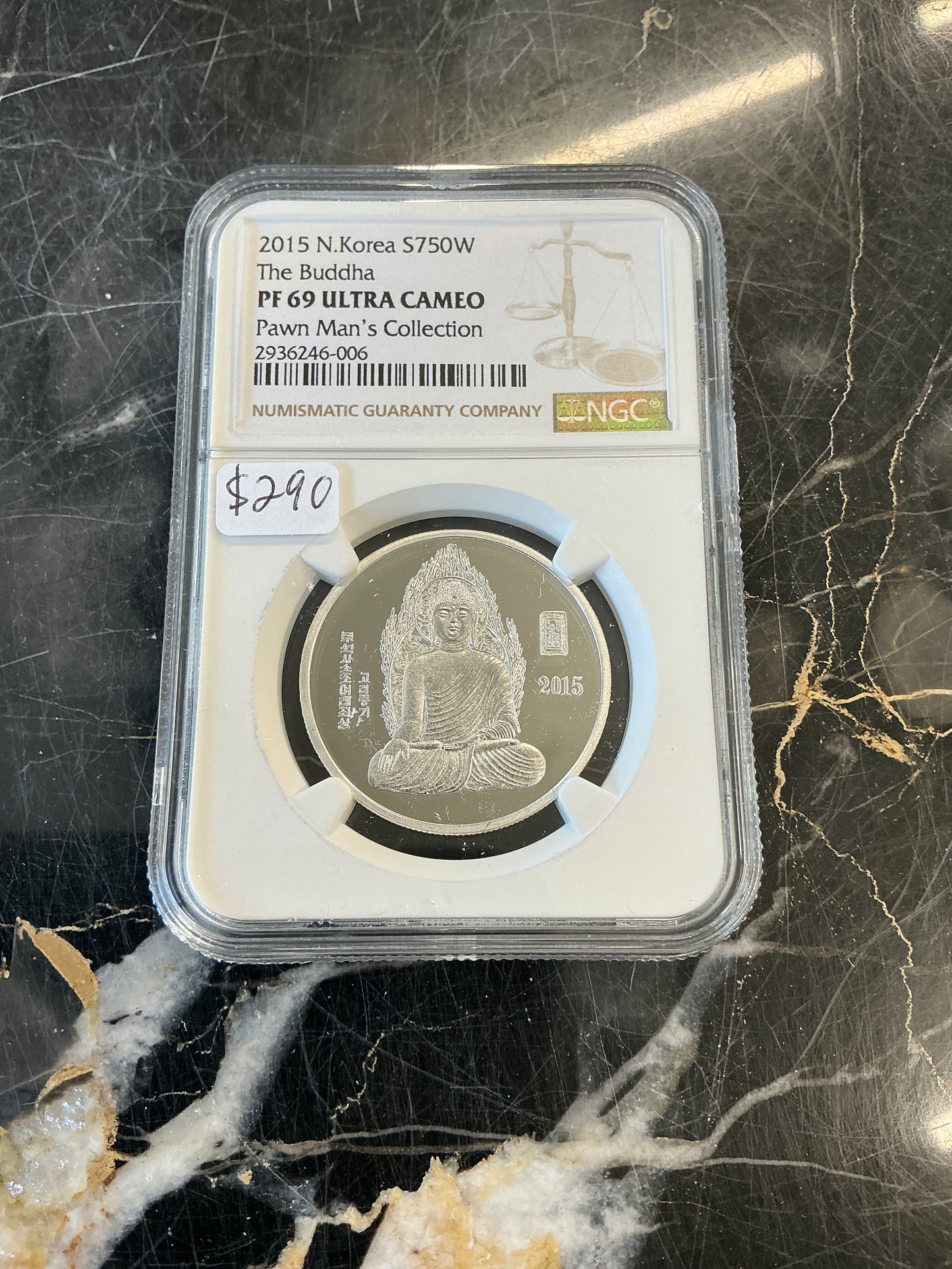 PF 69 Ultra Cameo 2015 N. Korea S750 Won The Buddha