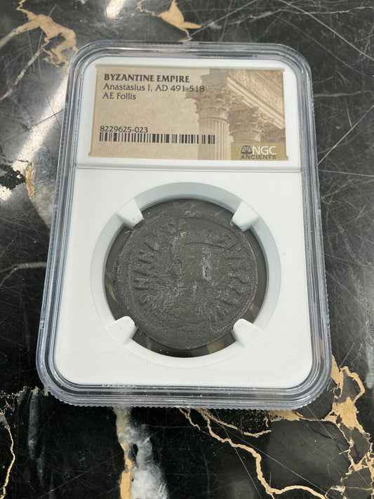 Ancient Coin Byzantine Empire, Anastasius I, AD 491-518