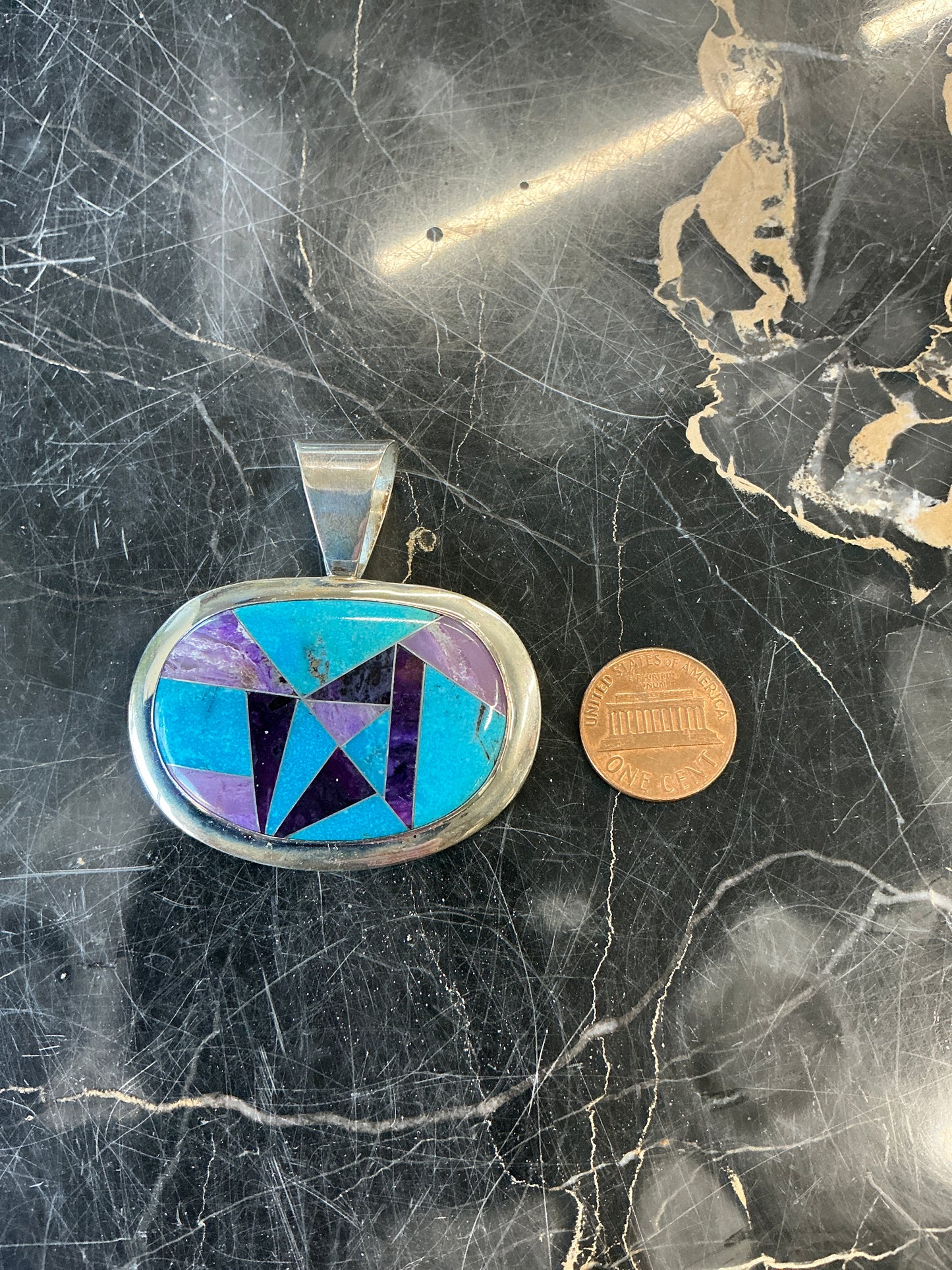 #SW9 Sterling Silver Blue & Purple Colored Pendant
