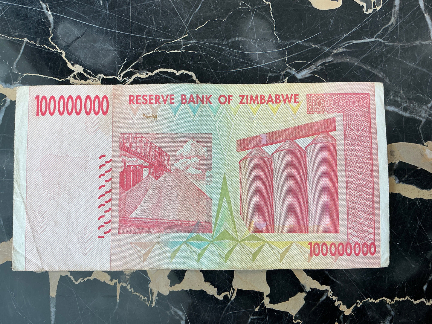 Zimbabwe Hyperinflation 100 Million Dollar Note