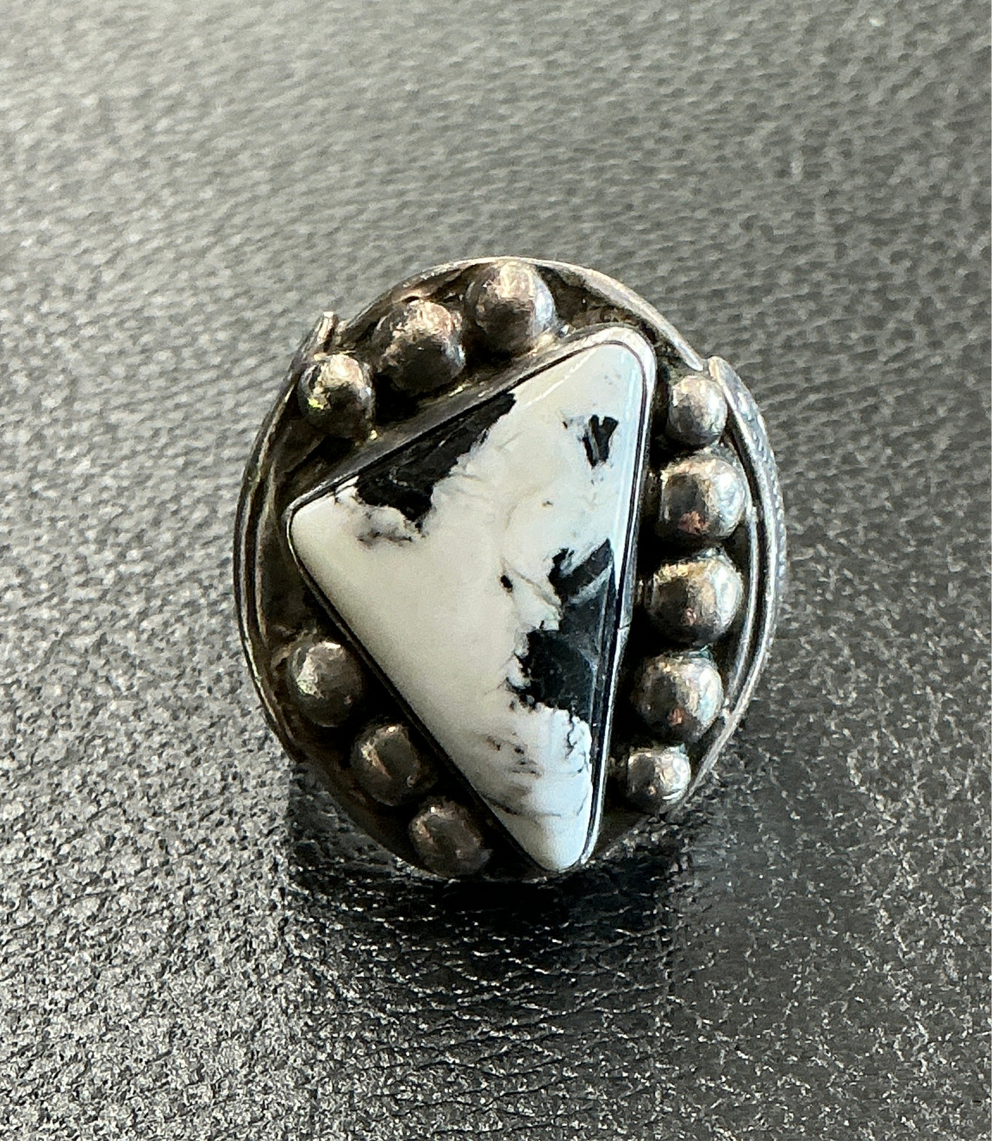 Vintage White Buffalo Sterling Navajo Men’s Ring Sz. 9 Signed CH