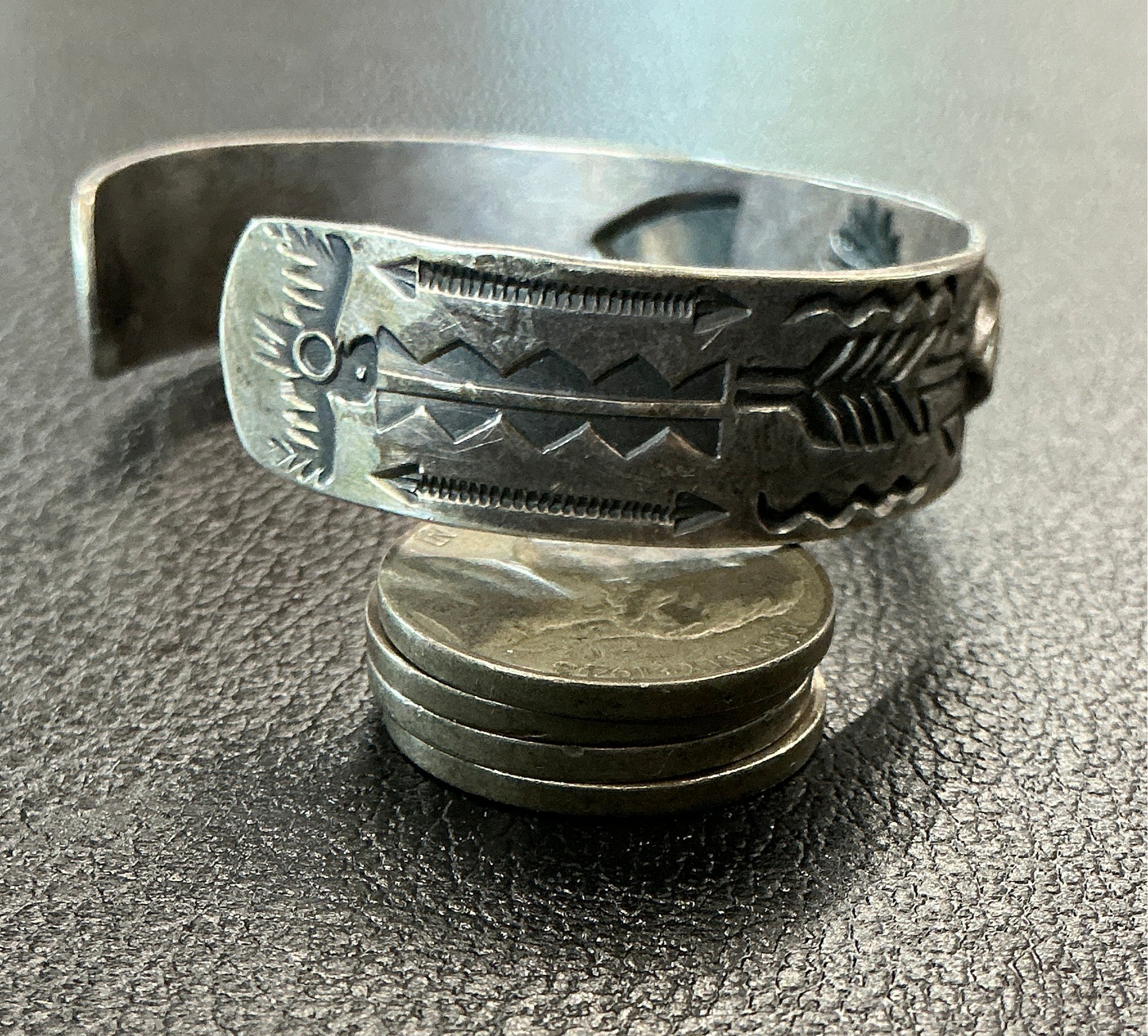 1930’s Fred Harvey Era Sterling Silver Navajo Whirling Logs Cuff Bracelet
