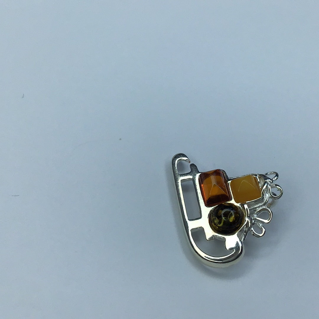 Fine Sterling Silver 925 Presents On A Sleigh With Amber Pendant, Charm - Pawn Man Store