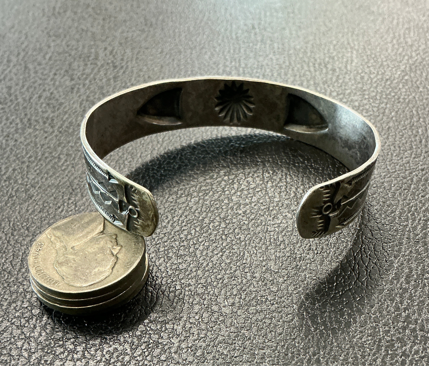 1930’s Fred Harvey Era Sterling Silver Navajo Whirling Logs Cuff Bracelet