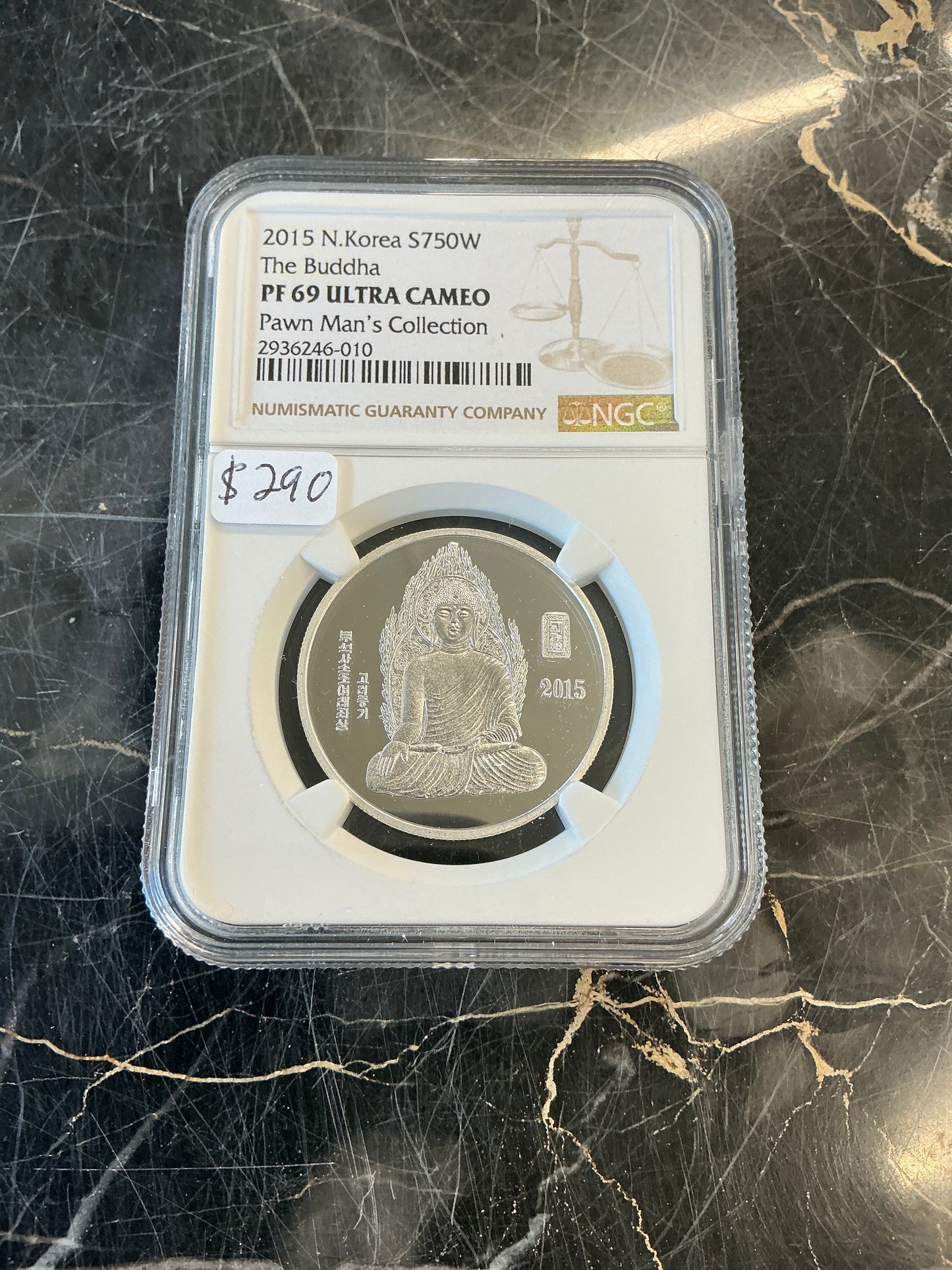 PF 69 Ultra Cameo 2015 N. Korea S750 Won The Buddha