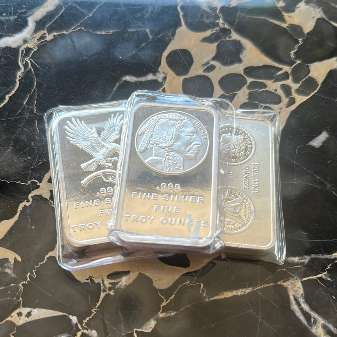 Private Issue (Random) SEALED 5 oz .999 silver bar - Pawn Man Store