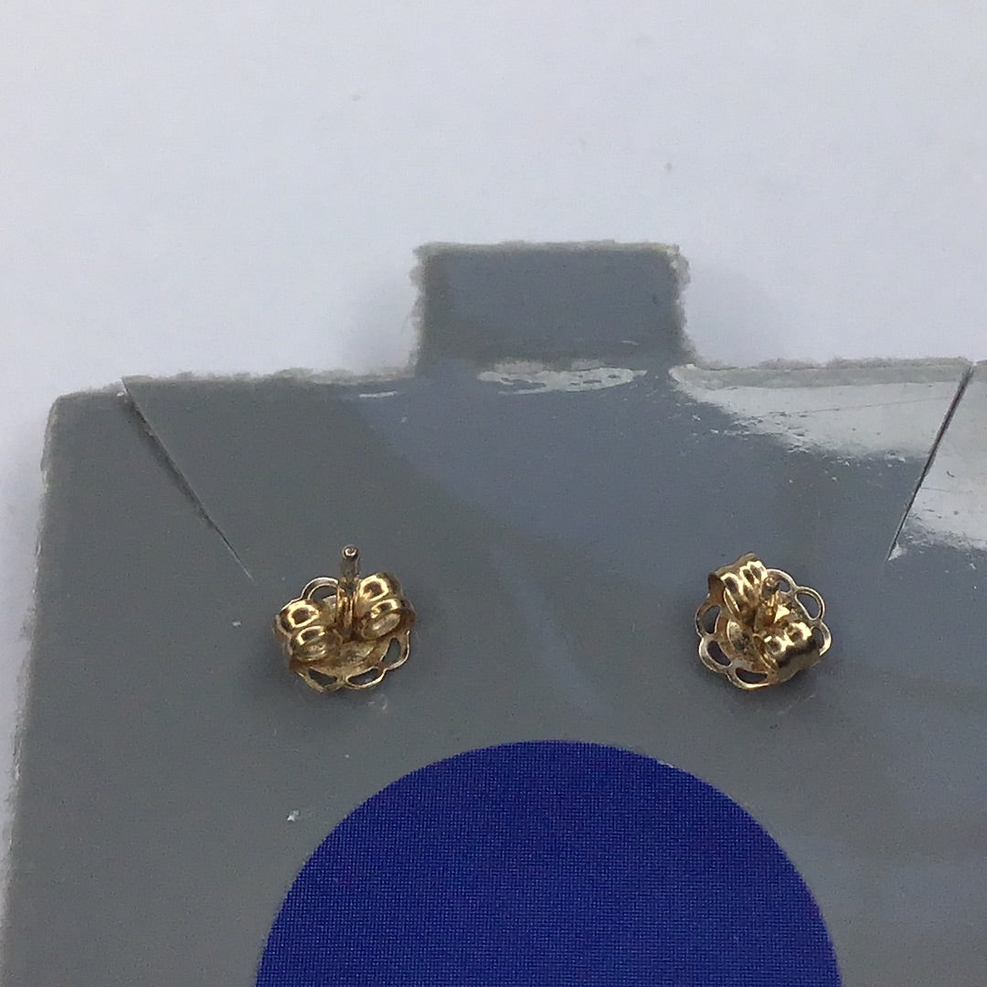 Fine Solid 14K Yellow Gold & Genuine Diamond Stud Earrings