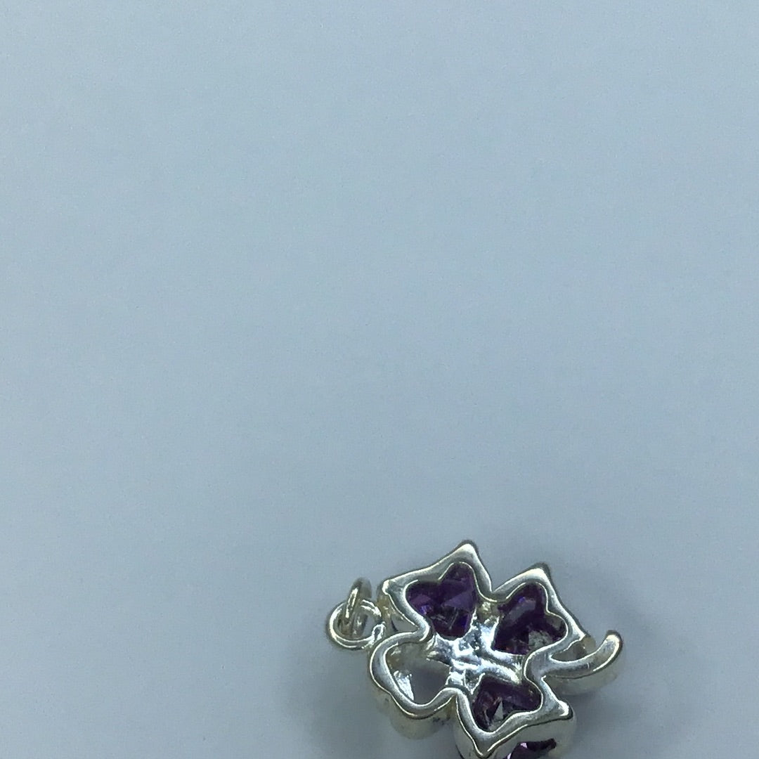 Fine Sterling Silver 925 Amethyst Heart Clover Pendant, Charm - Pawn Man Store