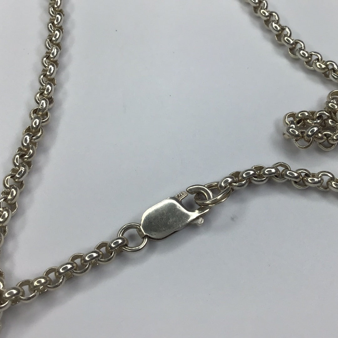 Sterling Silver 925 3mm Wide Rolo Link Chain Necklace 16” - Pawn Man Store