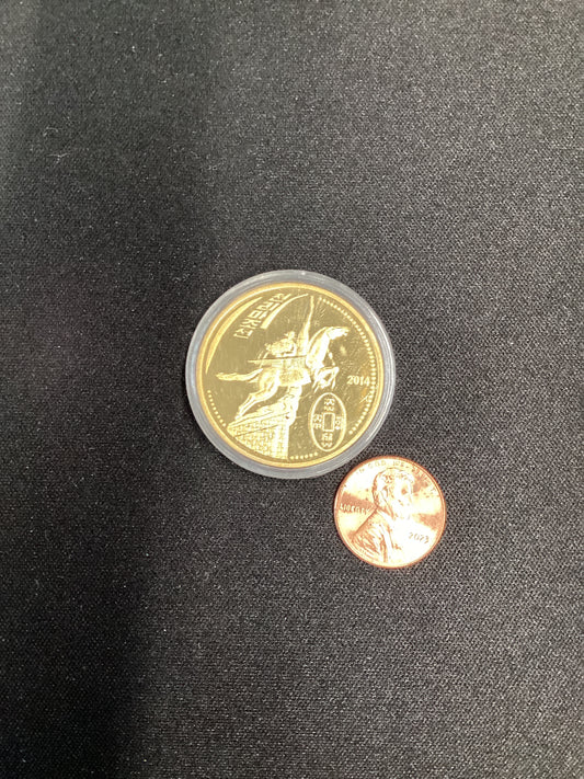 2014 DPRK Chollima Brass Coin 15 Won