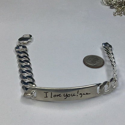 Sterling Silver Large Link ID Bracelet Italy 925 “I Love You”