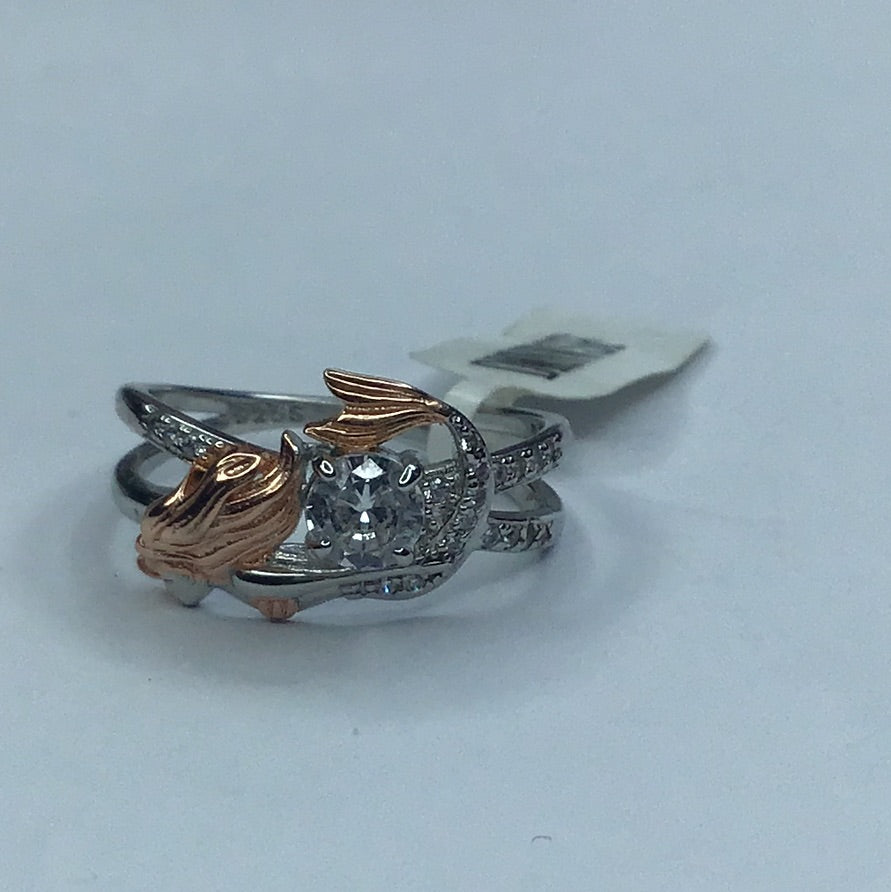 Fine New Disney Princess Ring Sterling Silver 925/Rose Gold Tone W Cubic Zirconia Sz. 8