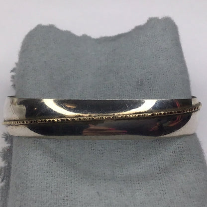 Sterling Silver & Yellow Gold 10mm Wide Heavy Adjustable Cuff Bracelet Small Size