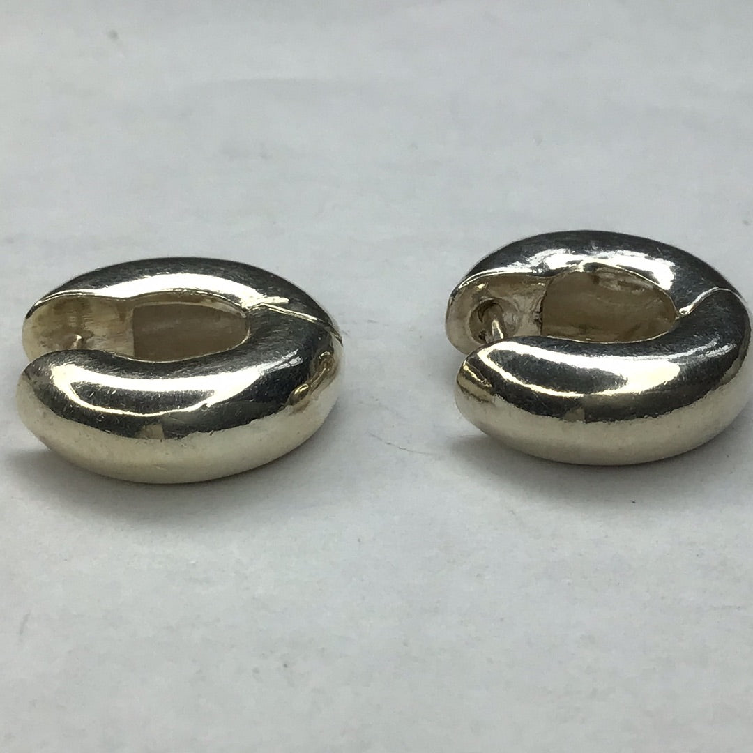 Sterling Silver 925 Huggie Hoop Earrings Reversible Hinged NEW - Pawn Man Store