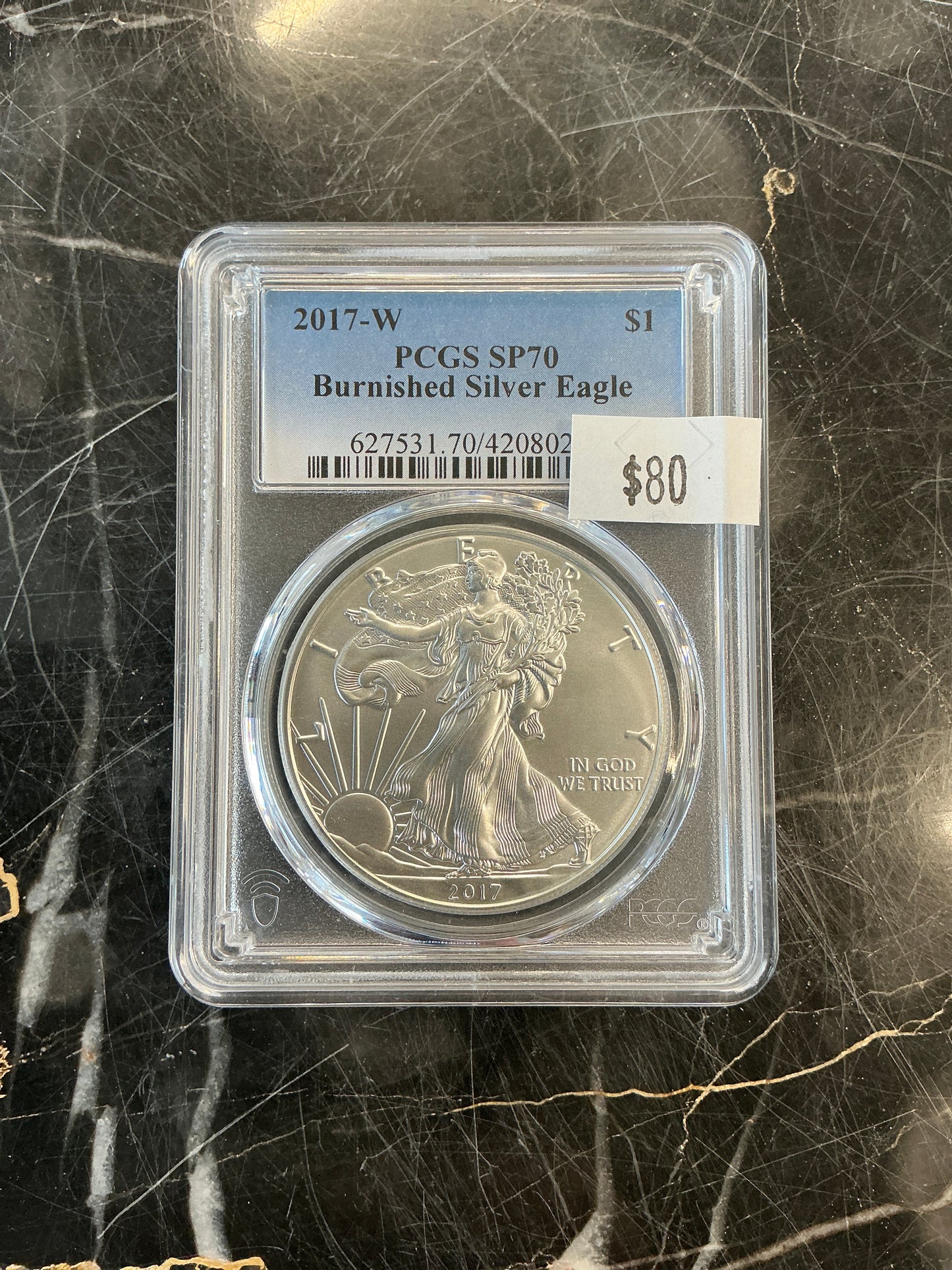 2017-W Burnished Silver Eagle SP70