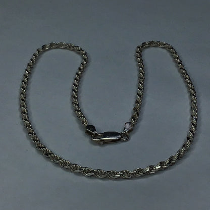 Sterling Silver 925 3mm Diamond Cut Rope Chain Necklace