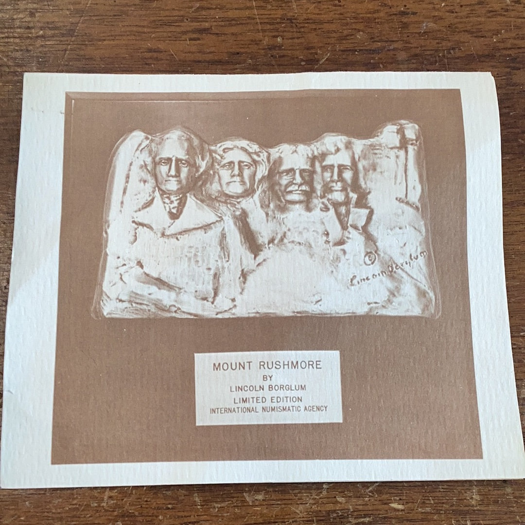 Mount Rushmore by Lincoln Borglum Limited Edition 57/1000 Pure Silver International Numismatic Agency - Pawn Man Store