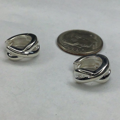 Sterling Silver 925 Small X Huggie Hoop Earrings New
