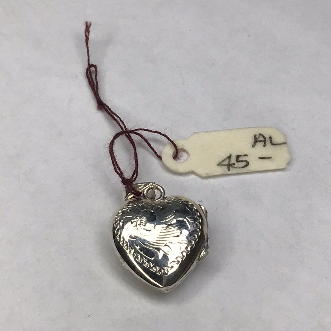 Sterling Silver Heart Picture Locket-Pendant Puffed, New