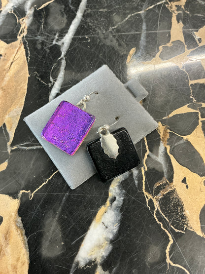 Purple Square Earrings