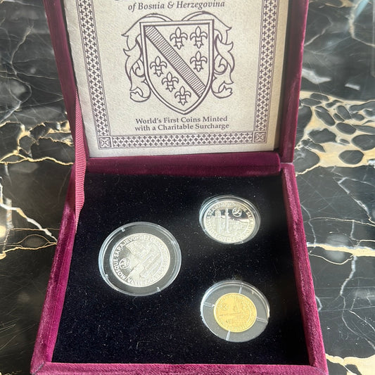 Ultra Rare First Silver and Gold Coins of Bosnia and Heregovina 3 coin set - Pawn Man Store