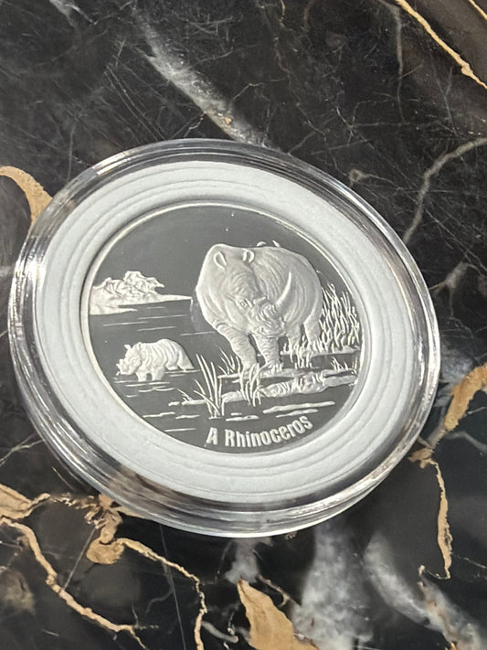 2015 DPRK 🇰🇵 Wildlife Rhino Aluminum Proof 20 Won Coin