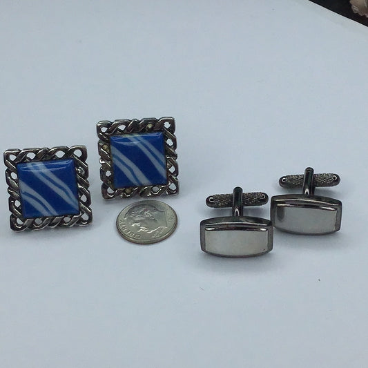Two pair of Silver Tone Cuff Links - Pawn Man Store