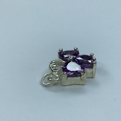 Fine Sterling Silver 925 Amethyst Heart Clover Pendant, Charm - Pawn Man Store