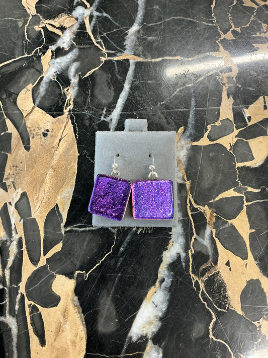 Purple Square Earrings