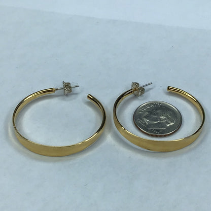 NEW 14k Yellow Gold Filled Over Sterling Silver Large Hoop Earrings