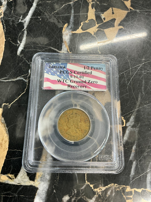 9/11 WTC Ground Zero Recovery Coin Jamaica 1/2 Penny