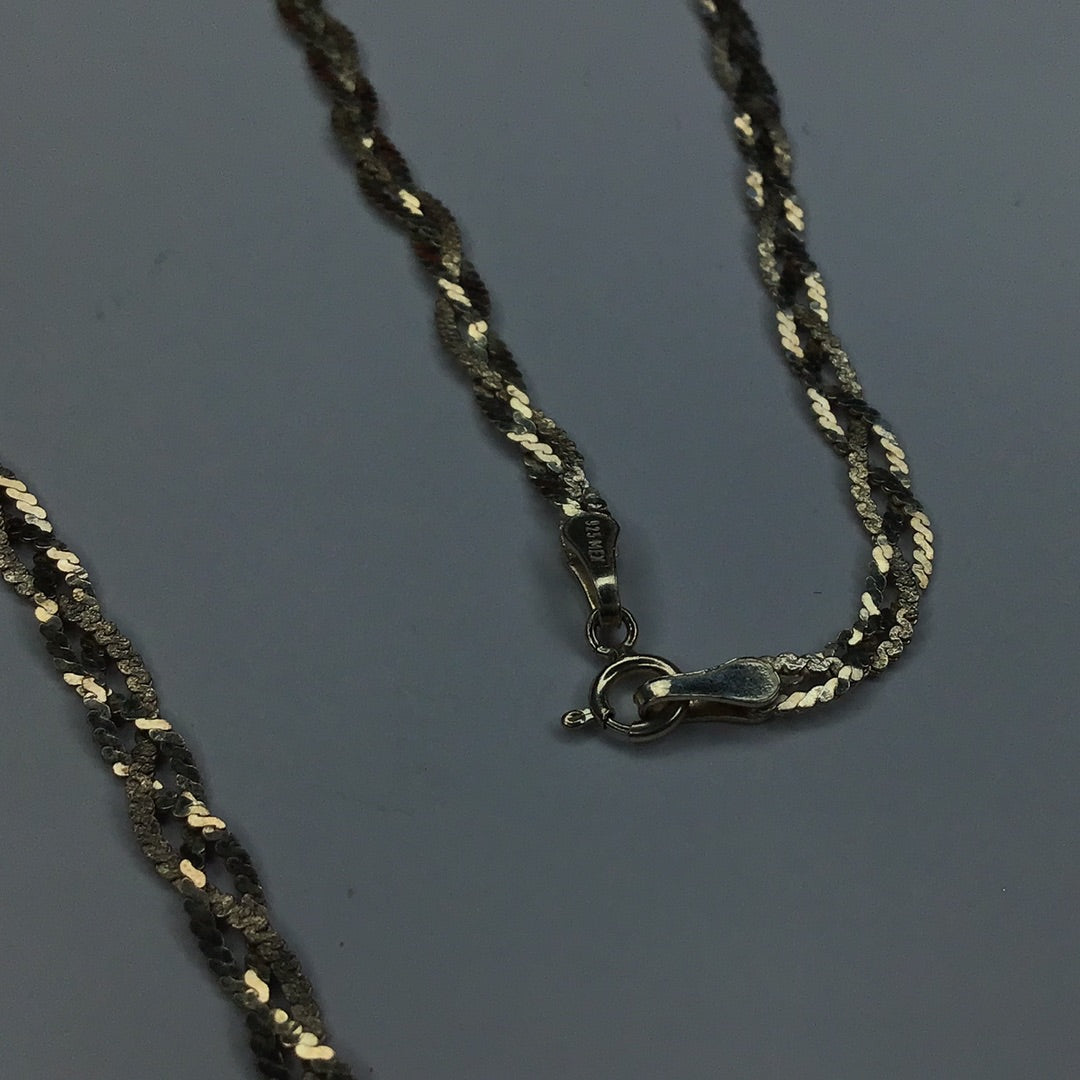 Sterling Silver 925 Italy 3 Strand Braided Serpentine 22” Necklace