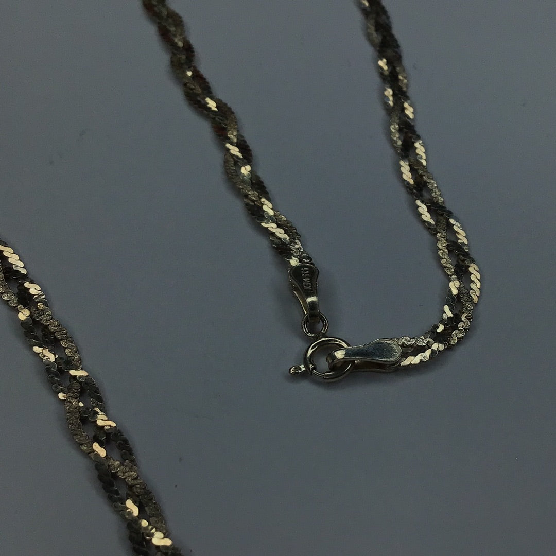 Sterling Silver 925 Italy 3 Strand Braided Serpentine 22” Necklace - Pawn Man Store