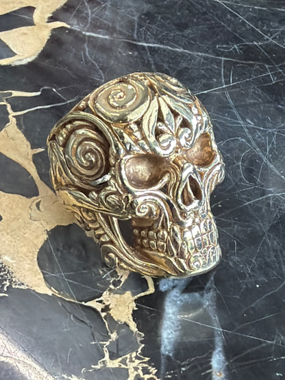 Men’s Day of the Dead Skull Ring Size 7 22.1g 10kt Gold STAMPED