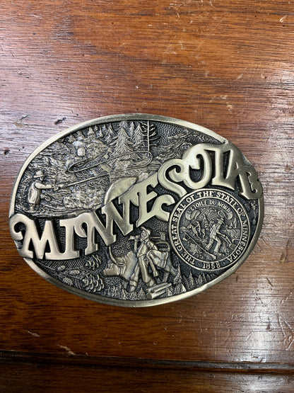 Solid Brass Minnesota Belt Buckle