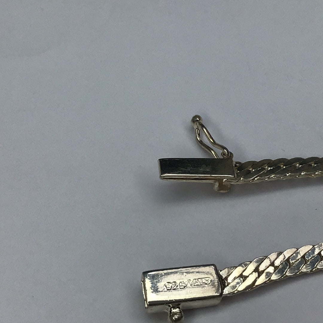 925 Italy Sterling Silver 3mm Wide Serpentinen 8” Bracelet