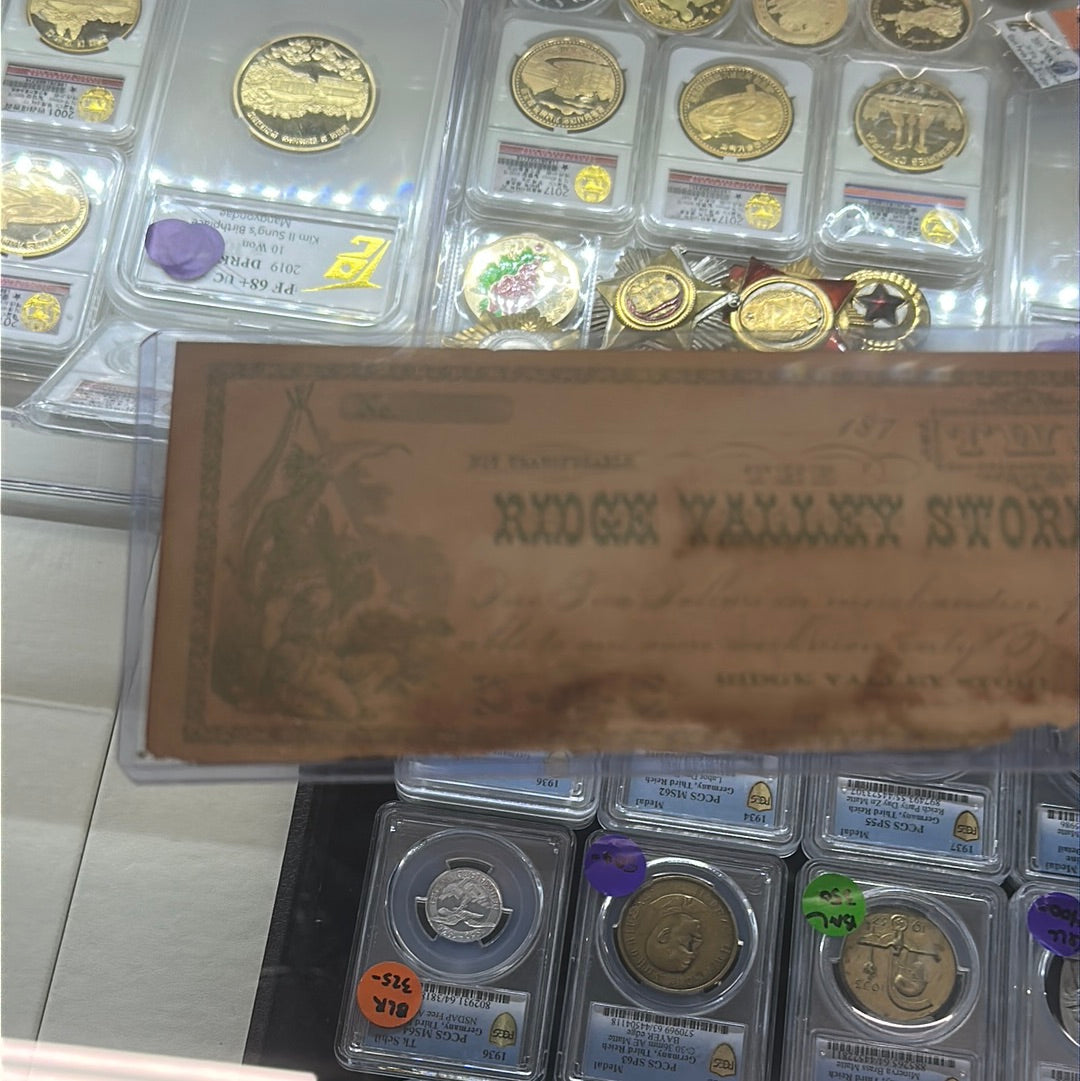 Rare 1870s Ridge Valley Store $2 Non Transferrable Note