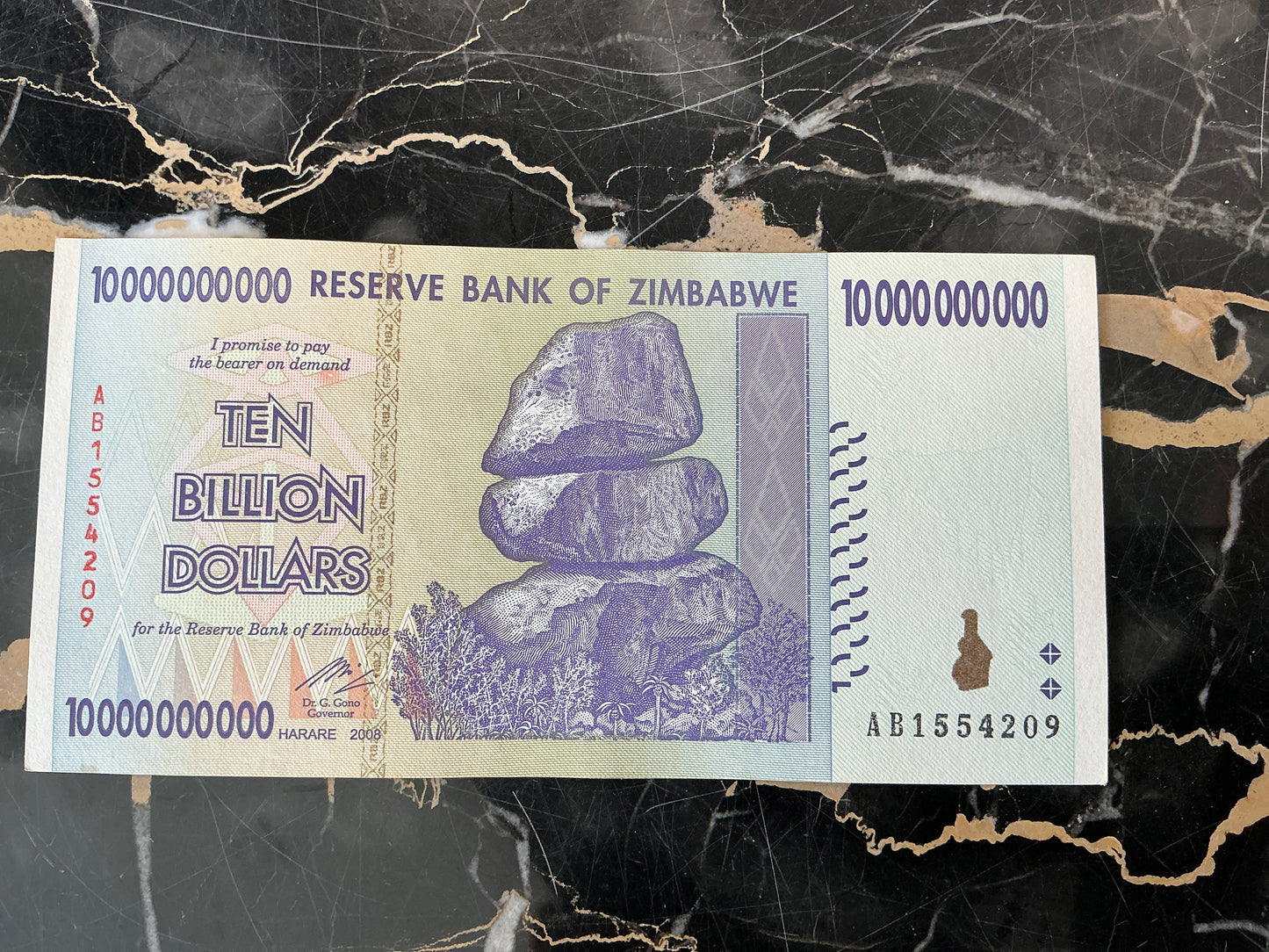 Zimbabwe Hyperinflation 10 Billion Dollar Note
