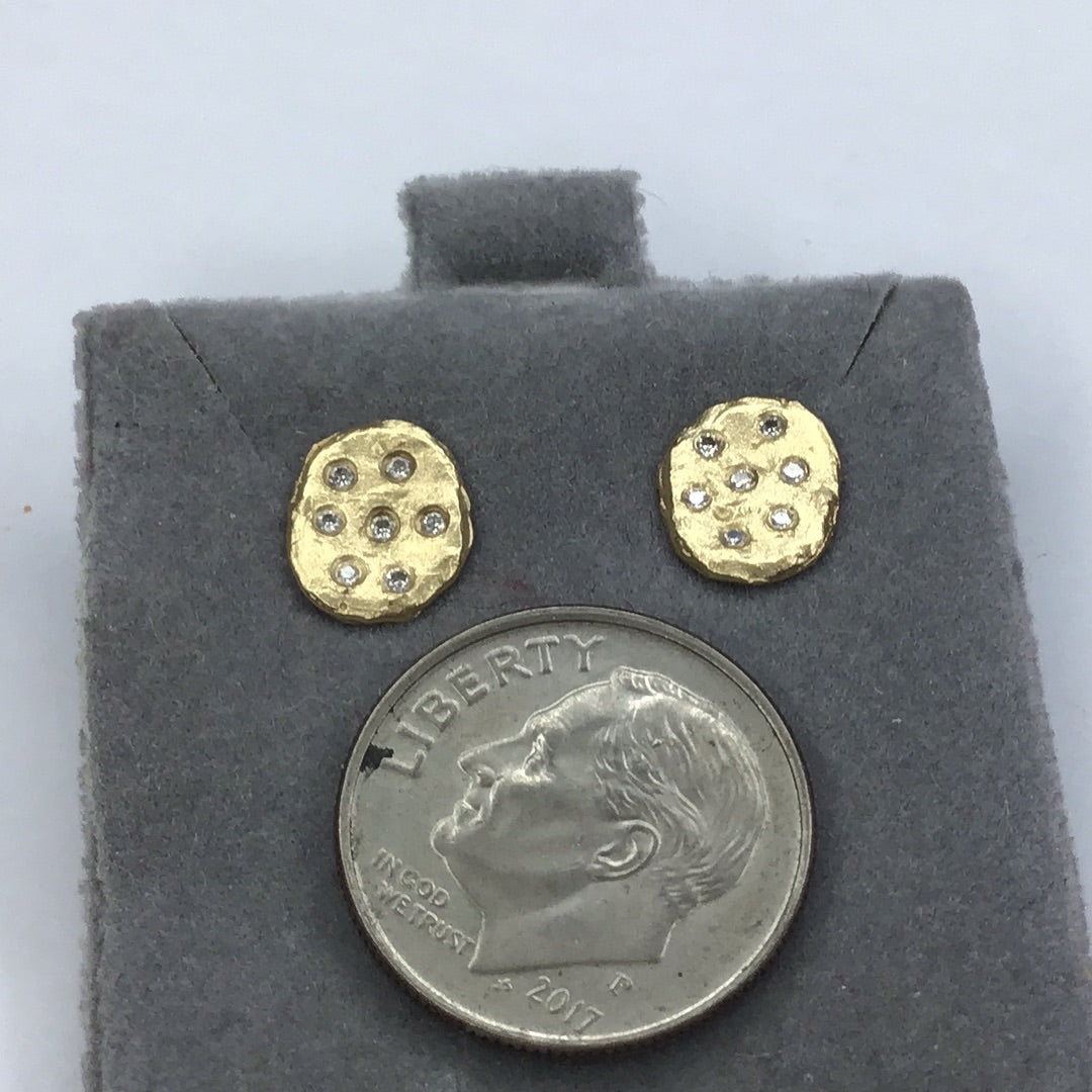 Fine Solid 14K Yellow Gold & Genuine Diamond Stud Earrings