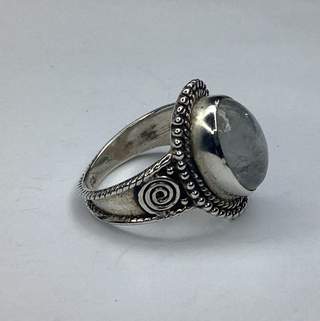 Sterling Silver 925 Cabochon Moonstone Ring sz. 8