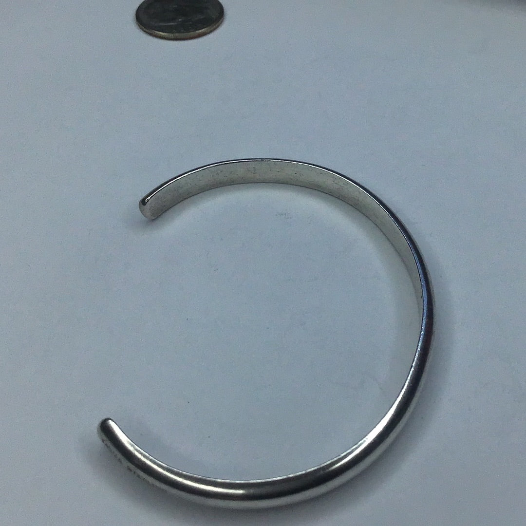 Fine Sterling Silver Cuff Bracelet 4.5mm Wide Small Size