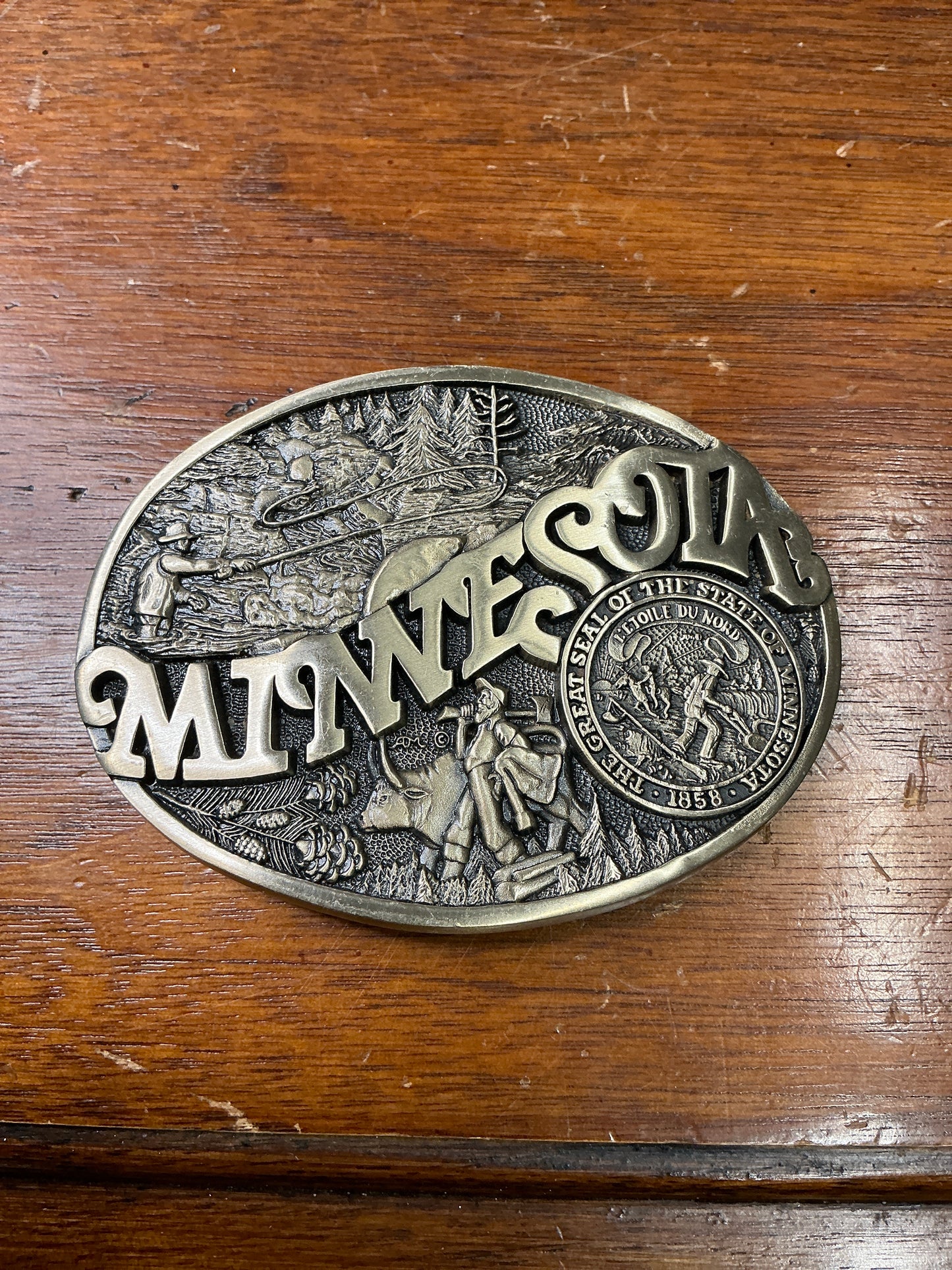 Solid Brass Minnesota Belt Buckle